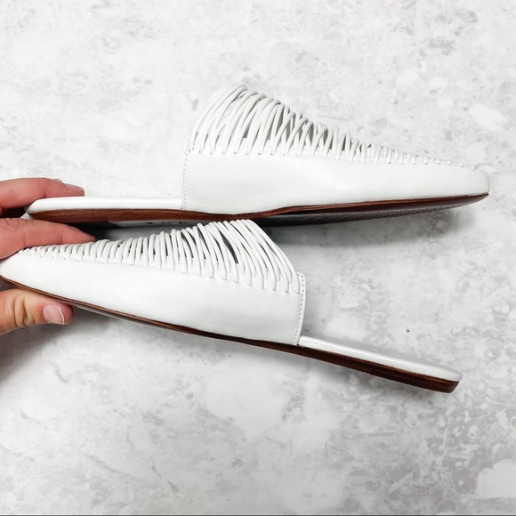 Tory Burch Sienna White Leather Flat Slide Mules - Picture 5 of 12